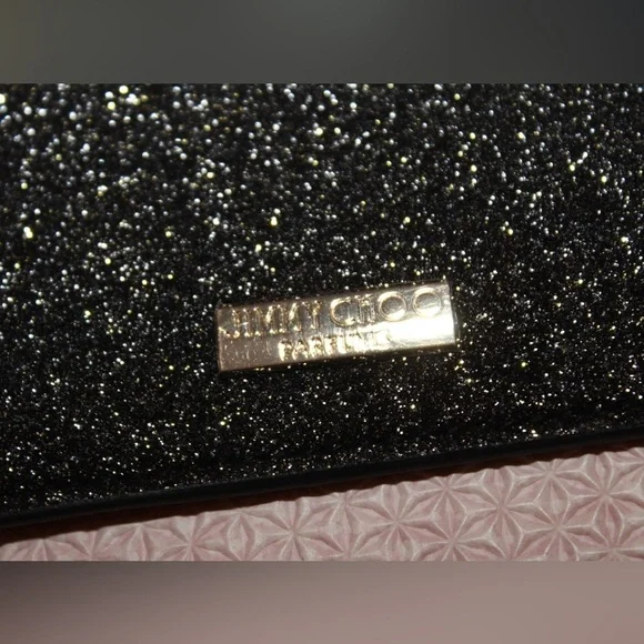 Jimmy Choo Wallet Coin Purse Black Glitter New - Picture 2 of 8